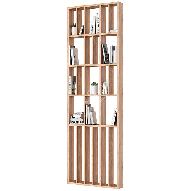 Wooden Room Divider Shelving 3D model image 1