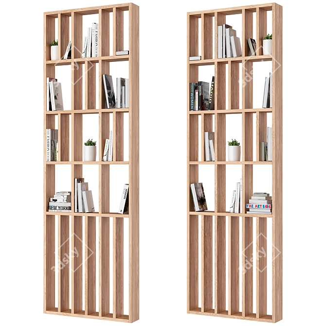 Wooden Room Divider Shelving 3D model image 2