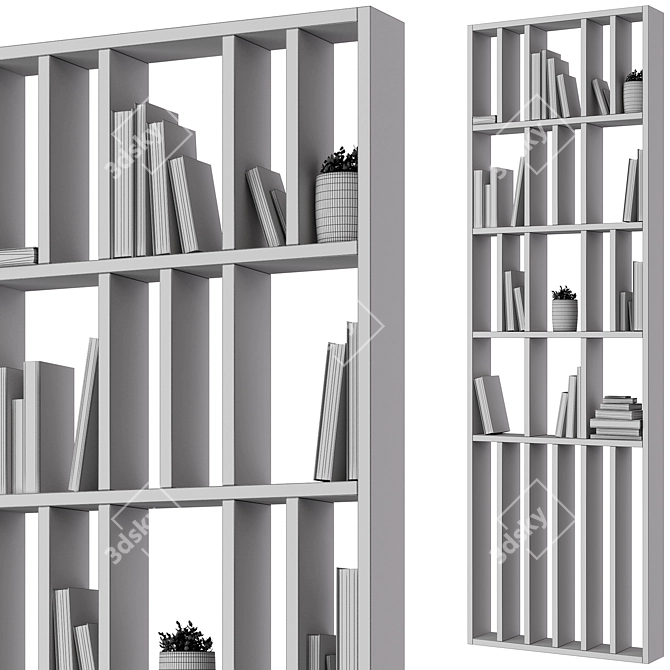 Wooden Room Divider Shelving 3D model image 4