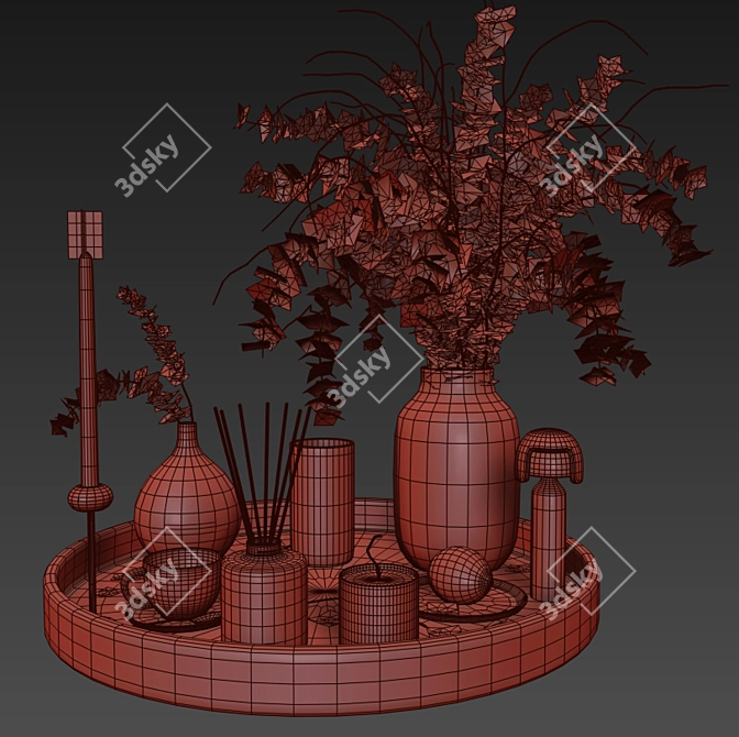 Elegant Interior Decor Set 014 3D model image 5