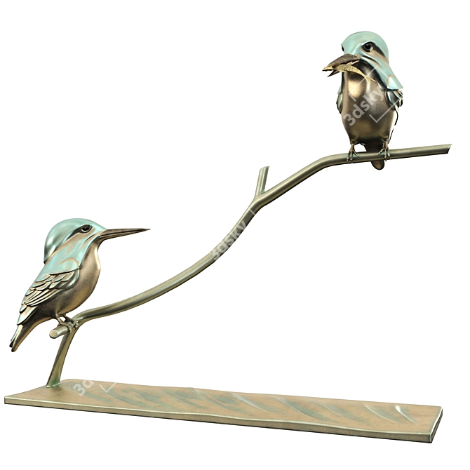 Elegant Kingfisher Sculpture, Handcrafted 3D model image 1