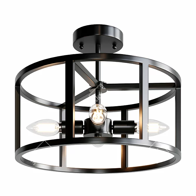 Lallier Caged Circle Ceiling Light 3D model image 1