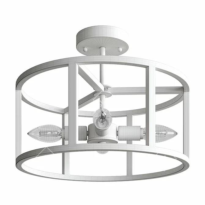 Lallier Caged Circle Ceiling Light 3D model image 2