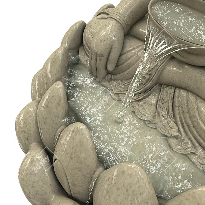 Lotus Buddha Fountain Sculpture 3D model image 4