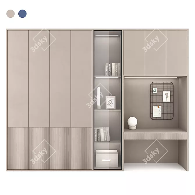 Illuminated Storage & Workstation: Beige & Blue 3D model image 1
