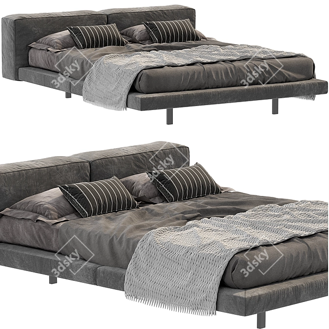 Modern Zenit Bed in Millimeters 3D model image 1