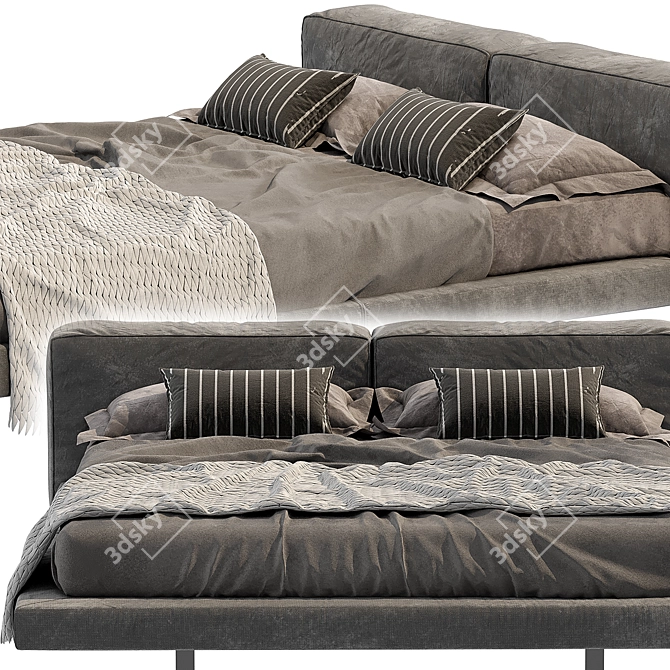 Modern Zenit Bed in Millimeters 3D model image 2