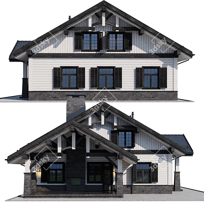 Modern Wood Home Model 3D model image 4