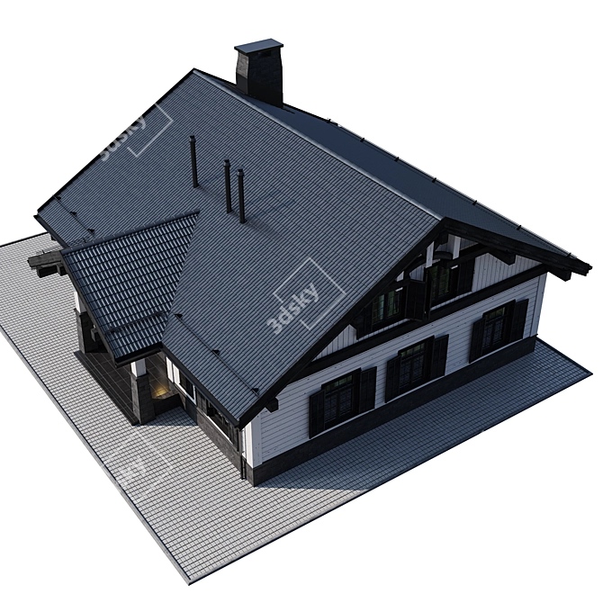 Modern Wood Home Model 3D model image 5
