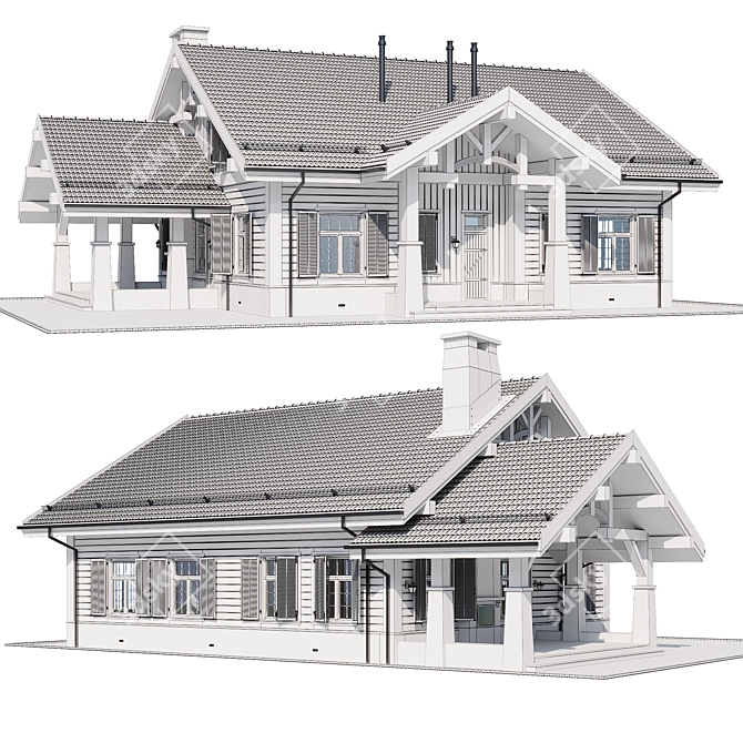 Modern Wood Home Model 3D model image 6