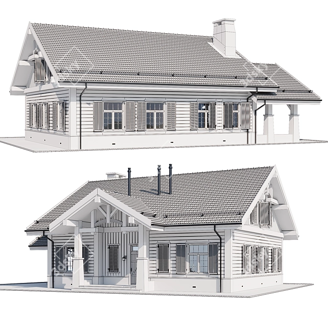Modern Wood Home Model 3D model image 7