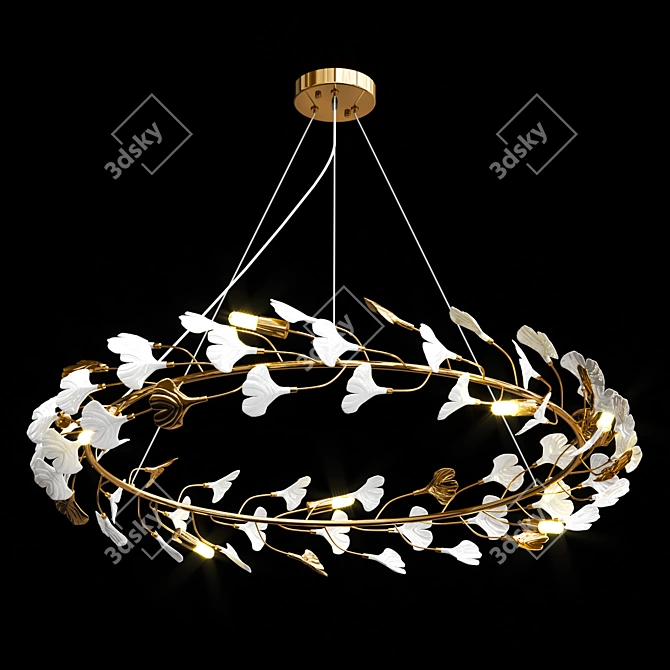 Blooming White Floral Chandelier 3D model image 3