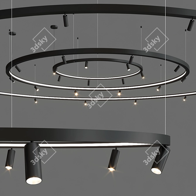 Adjustable Aluminum Suspension Lamp HiHope 3D model image 2