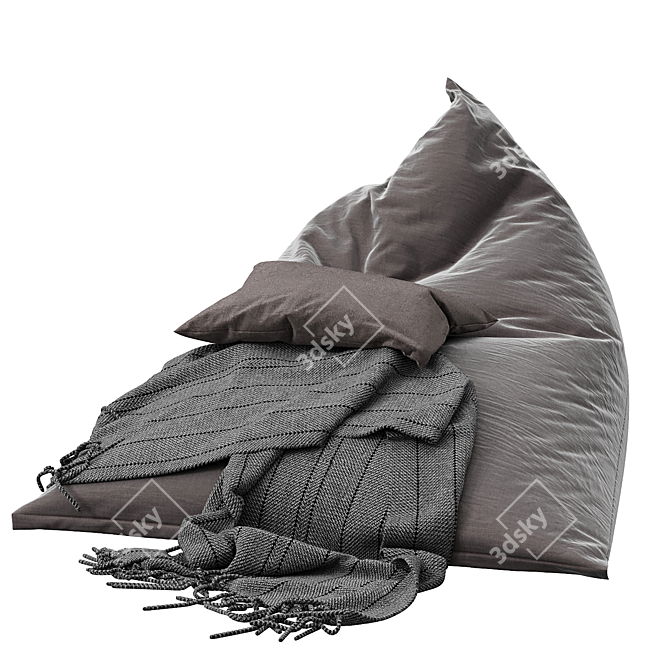 Cozy Grey Bean Bag 3D model image 2