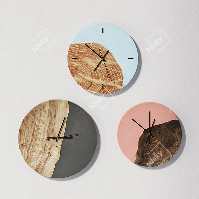 Wowbotanica Wood & Epoxy Wall Clock 3D model image 2