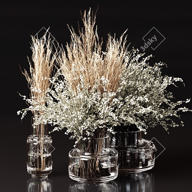 Pampas Branch Bouquet Set 3D model image 4