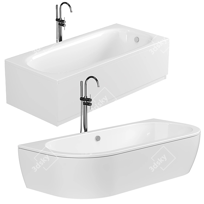 Cezares Piave 170x75 Acrylic Bathtub 3D model image 1