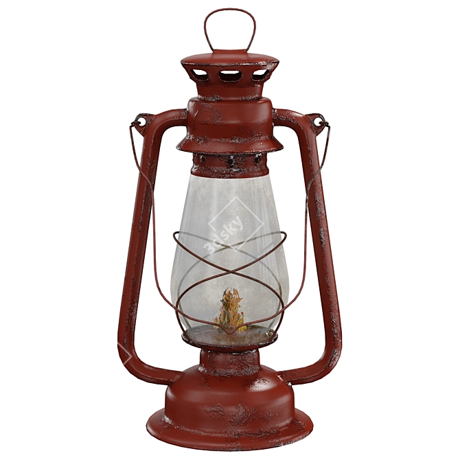 Vintage Oil Lamp 3D Model 3D model image 1