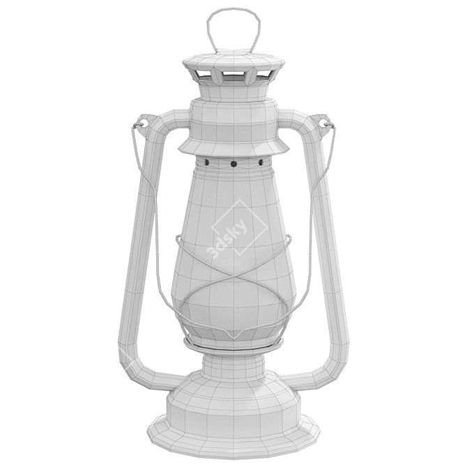 Vintage Oil Lamp 3D Model 3D model image 4