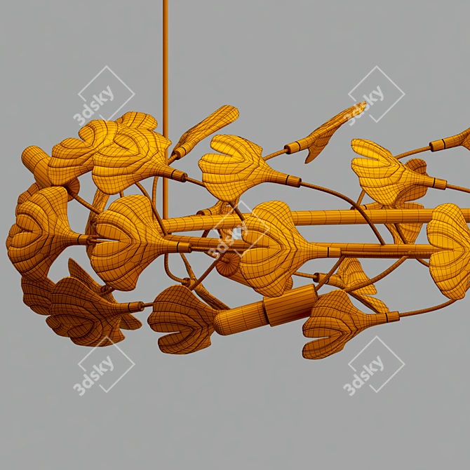 Elegant White Floral Chandelier 3D model image 4