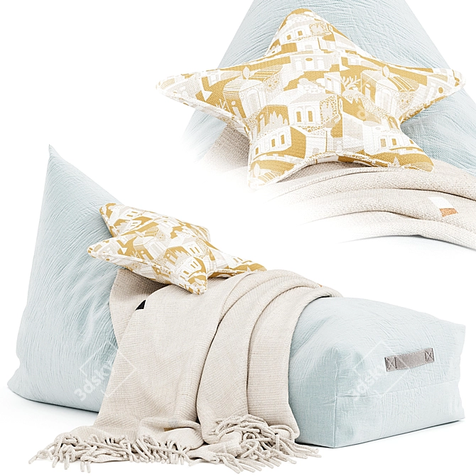 Riviera Blue Oasis Bean Bag 3D model image 2