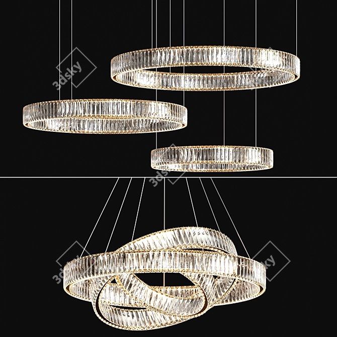 Bertolda Glass Metal Pendant Collection 3D model image 1