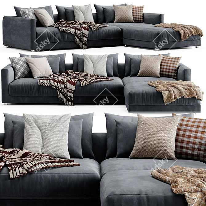 Elegant Poliform Bristol with Ottoman 3D model image 1