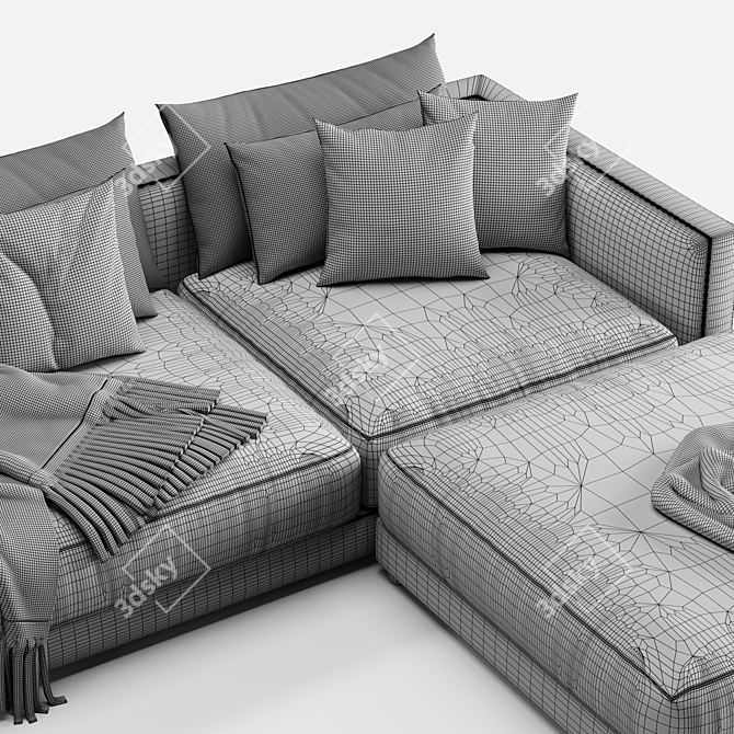 Elegant Poliform Bristol with Ottoman 3D model image 6