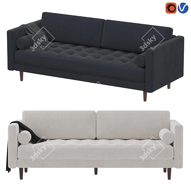 Elegant Luca Sofa: Timeless Comfort 3D model image 1