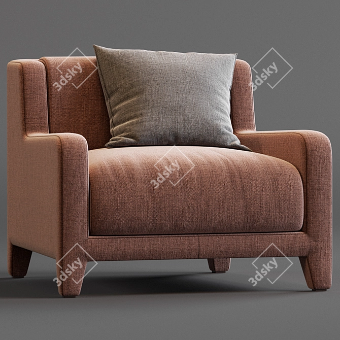 Vintage 40s Style Alma Armchair 3D model image 7