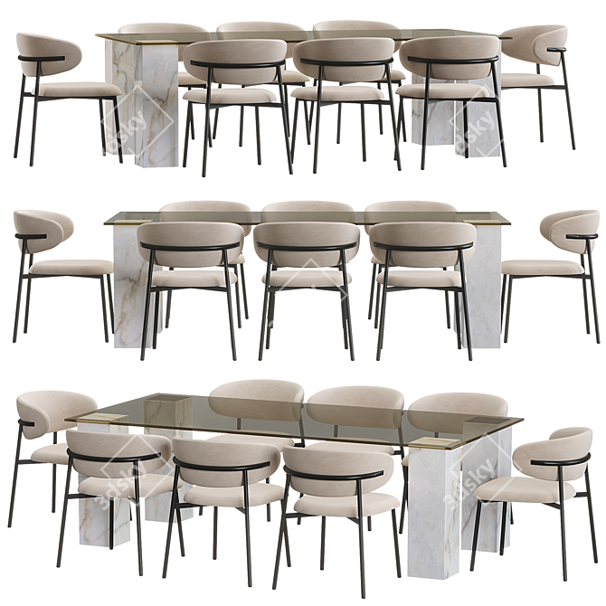 Modern Minimalist Oleandro Dining Set 3D model image 1