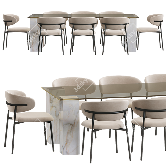 Modern Minimalist Oleandro Dining Set 3D model image 2