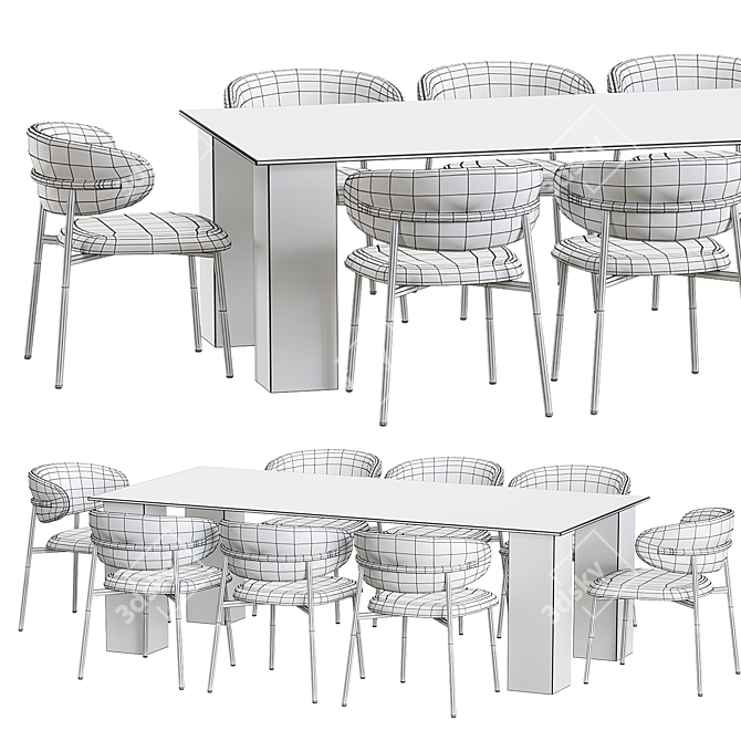 Modern Minimalist Oleandro Dining Set 3D model image 3