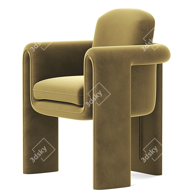 Luxurious Velvet Floria Armchair 3D model image 3