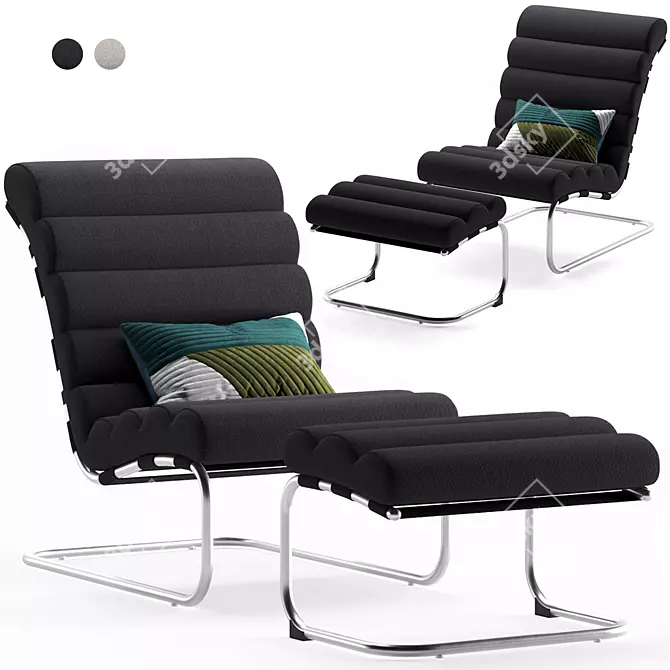 Twilight Loop Armchair & Footstool 3D model image 1