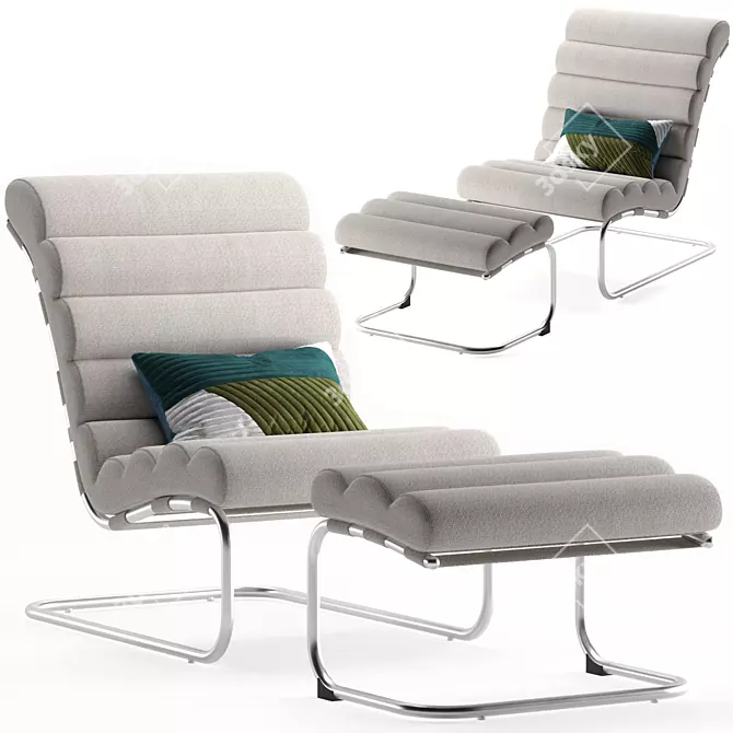Twilight Loop Armchair & Footstool 3D model image 2
