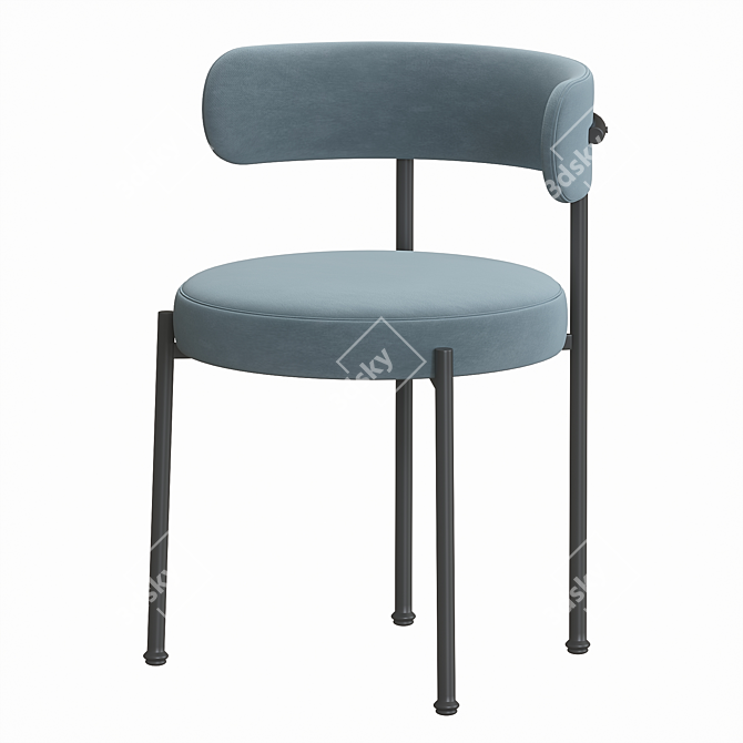 Ivory Boucle Dining Chair, Contemporary 3D model image 3