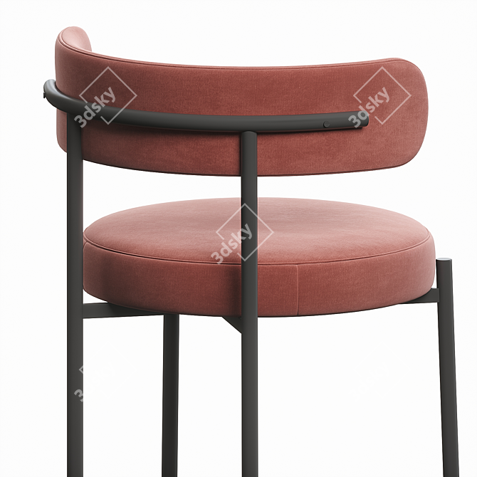 Ivory Boucle Dining Chair, Contemporary 3D model image 6