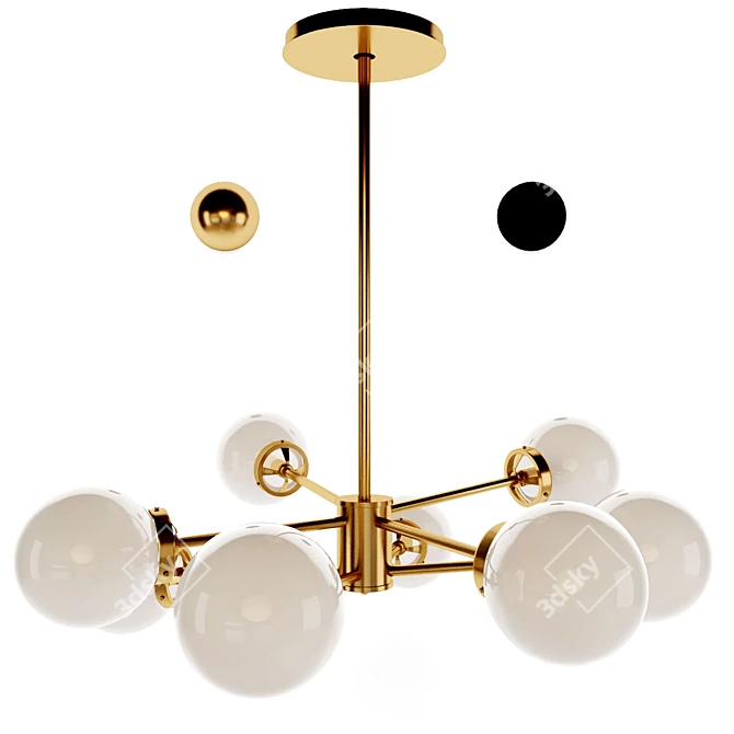 Sleek Modern Linear Sputnik Chandelier 3D model image 1