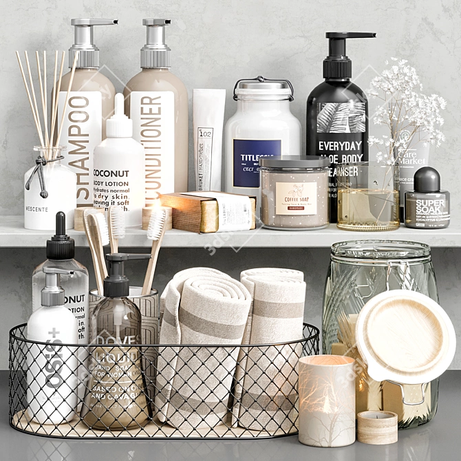 High Quality Bathroom Accessories Set 3D model image 1