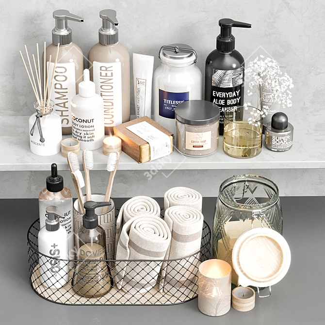 High Quality Bathroom Accessories Set 3D model image 5