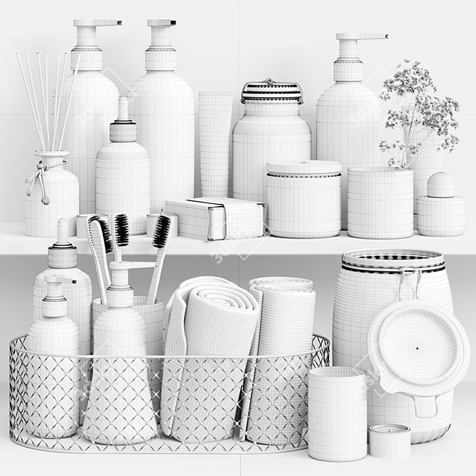 High Quality Bathroom Accessories Set 3D model image 6