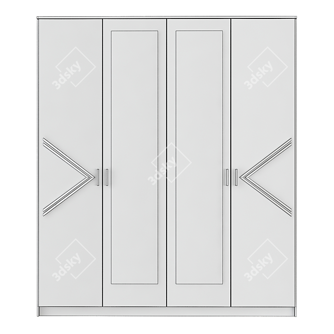 Luxury Italian Black Gold Wardrobe 3D model image 3