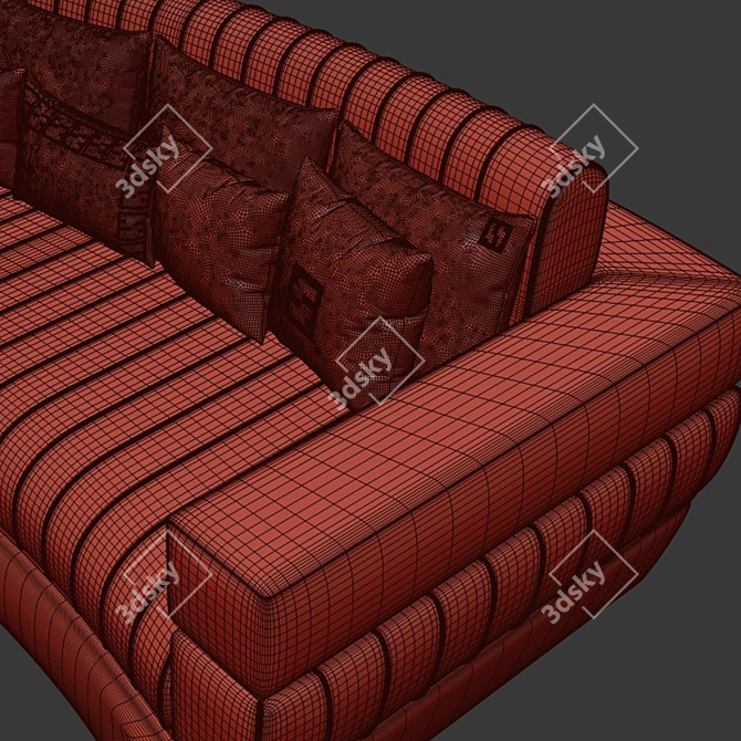 Contemporary Velvet Sofa with Signature 3D model image 6