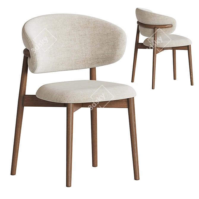 Modern Wood Dining Chair Oleandro 3D model image 1