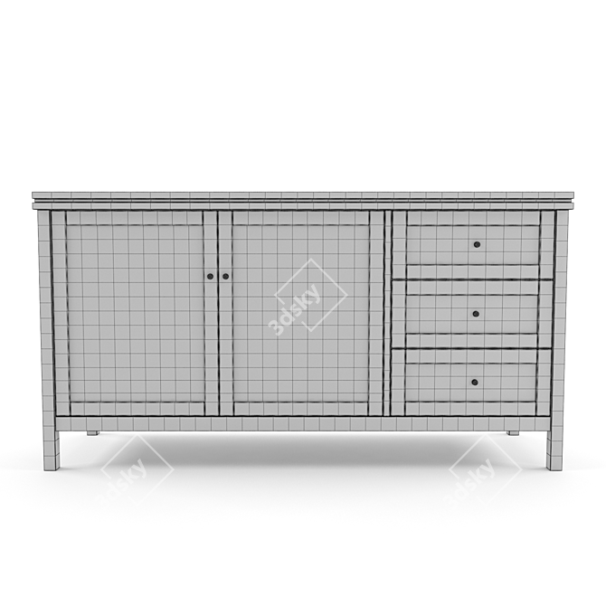 Rattan Pine Buffet Gabin 3D model image 2
