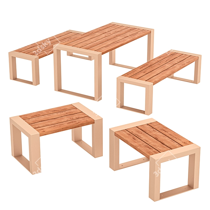 Cafe No.1 Outdoor Furniture Set 3D model image 2