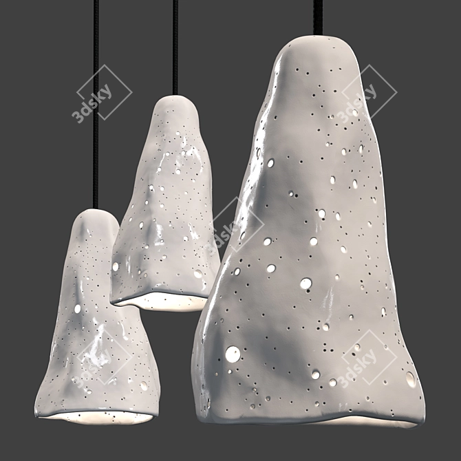 Handcrafted Ceramic Meteor Lamp 3D model image 1
