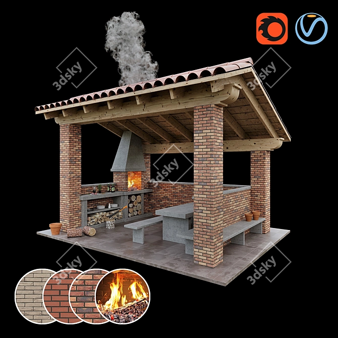 Gazebo BBQ Combo 2017 Kit 3D model image 7