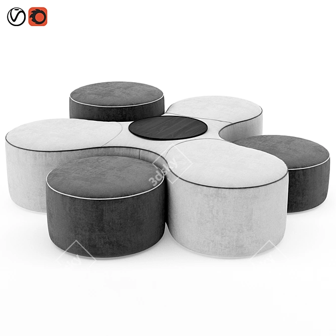 Stylish Modular Blow Pouf Set 3D model image 1